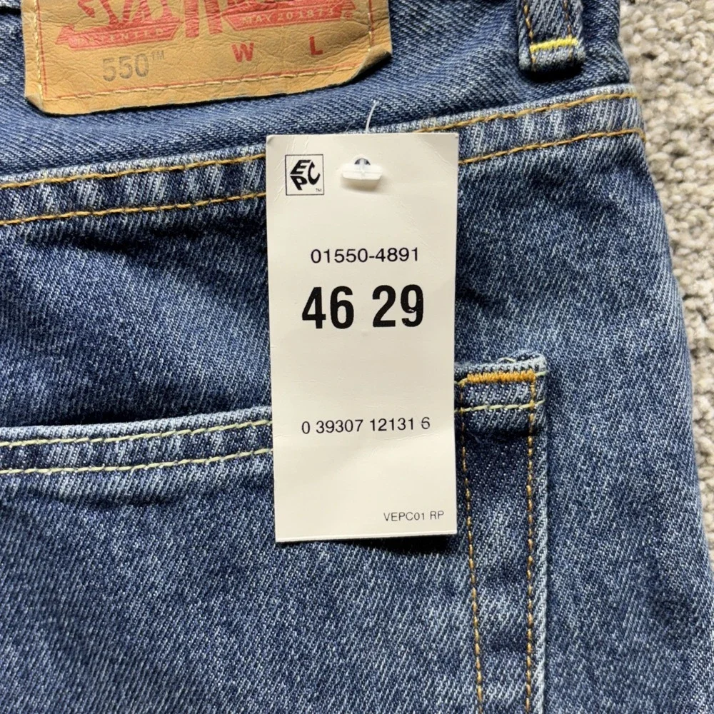 Levi Strauss Mens Levi's 550 Relaxed Fit‎ Blue Jeans Size 46x29 Big & Tall NWT